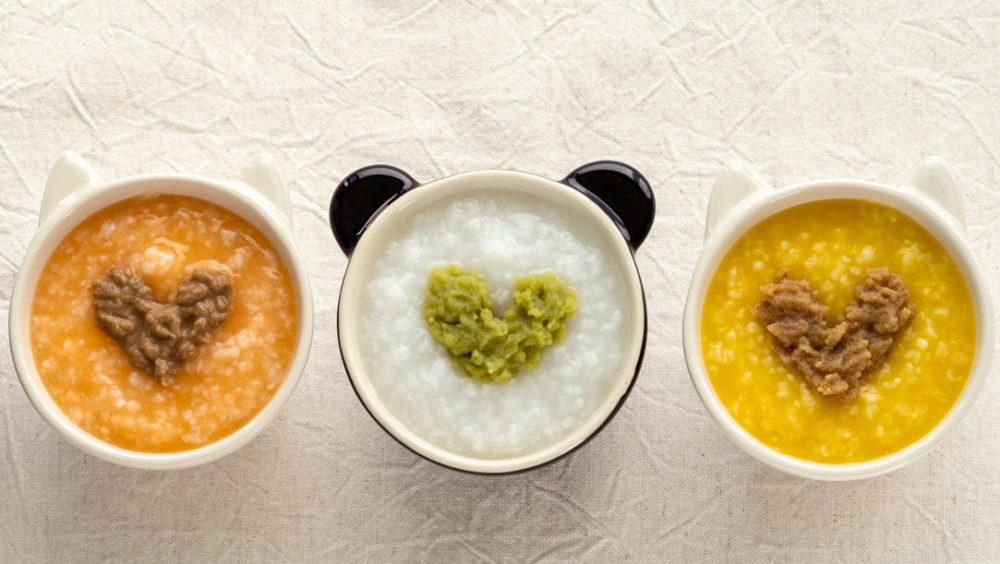 離乳食3種類のおかゆの写真